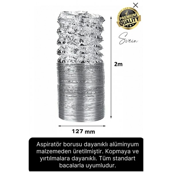  Aspiratör, Davlumbaz, Havalandırma Borusu - 127mmx2mt - Folyo Bant 10 Mt